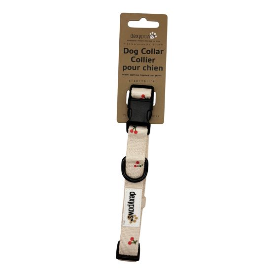 Dexypaws Polyester Dog Collar, Nude With Cherry Print
