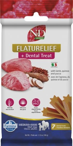 Farmina N&D Dental Treat Quinoa FlatuRelief Lamb and Yucca Dental Treat Med/Max Dog 60g