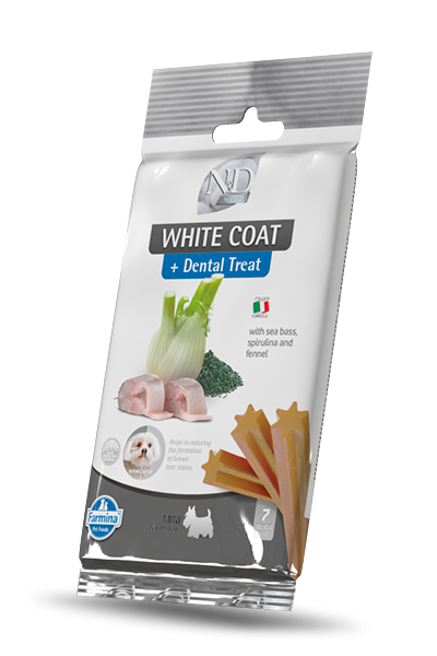 Farmina - N&D White Coat Dental Treat Med & Maxi dog with sea bass, Norwegian kelp and fennel mini 100g