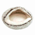 Goo-eez - Hooded Plush Pet Bed Beige