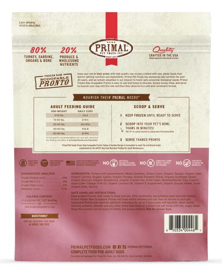 Primal - Dog Frozen Pronto Turkey & Sardine