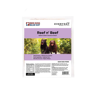 RED DOG BLUE KAT EVERYDAY RAW™ Reef n' Beef Beef & Salmon Frozen Dog Food 6 x 4 x 0.25 lb