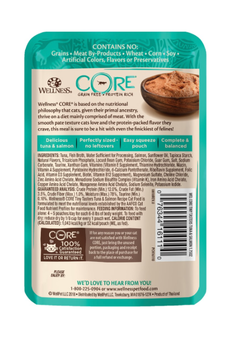 Wellness CORE Tiny Tasters Grain Free Paté Tuna & Salmon Recipe Wet Cat Food