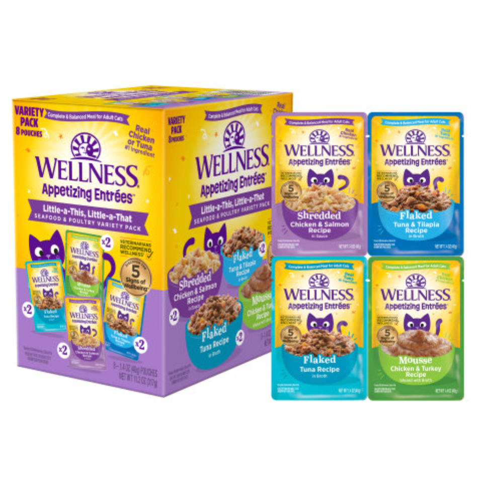 Wellness Appetizing Entrées Little-a-This, Little-a-That, Seafood & Poultry Variety Pack Wet Cat Food