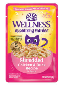 Wellness Appetizing Entrées Shredded Chicken & Duck Recipe in Sauce Wet Cat Food
