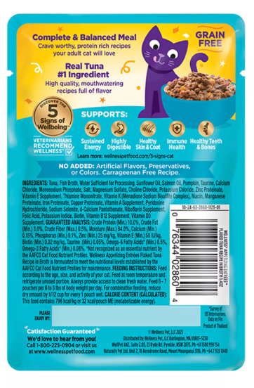 Wellness Appetizing Entrées Flaked Tuna Recipe in Broth Wet Cat Food