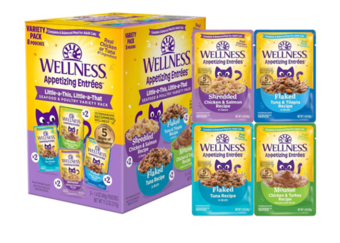 Wellness Appetizing Entrées Flaked Favorites, Seafood and Poultry All Forms Pack Wet Cat Food