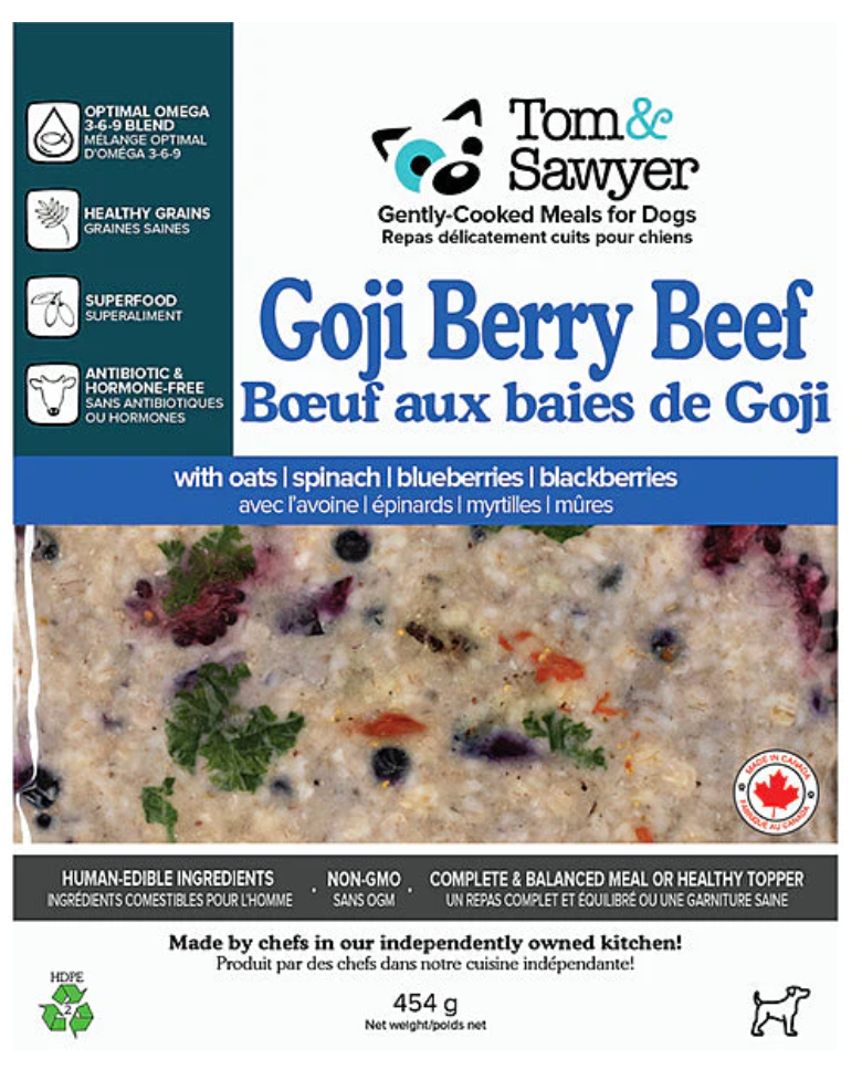 Tom&Sawyer Goji Berry Beef Gently - Cooked Frozen Meals for Dogs