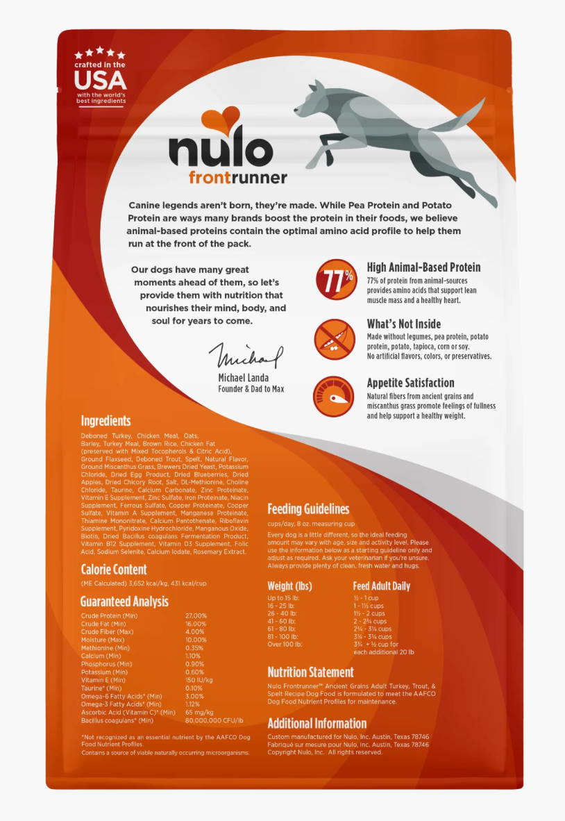 Nulo - Frontrunner Adult Dog Turkey, Trout & Spelt
