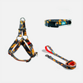 Woof Concept Brooklyn matching dog collar, leash and step-in harness set