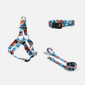 Woof Concept Koi matching dog collar, leash and step-in harness set