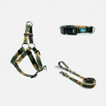 Woof Concept Woodland matching dog collar, leash and step-in harness set