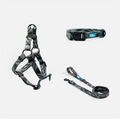 Woof Concept Dark n Stormy 2 matching dog collar, leash and step-in harness set