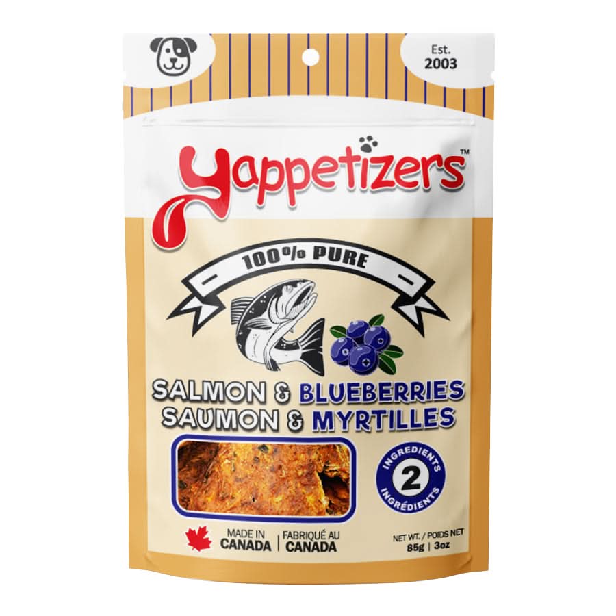 Yappetizers -  Dehydrated Wild Salmon & Blueberries Dog Treats