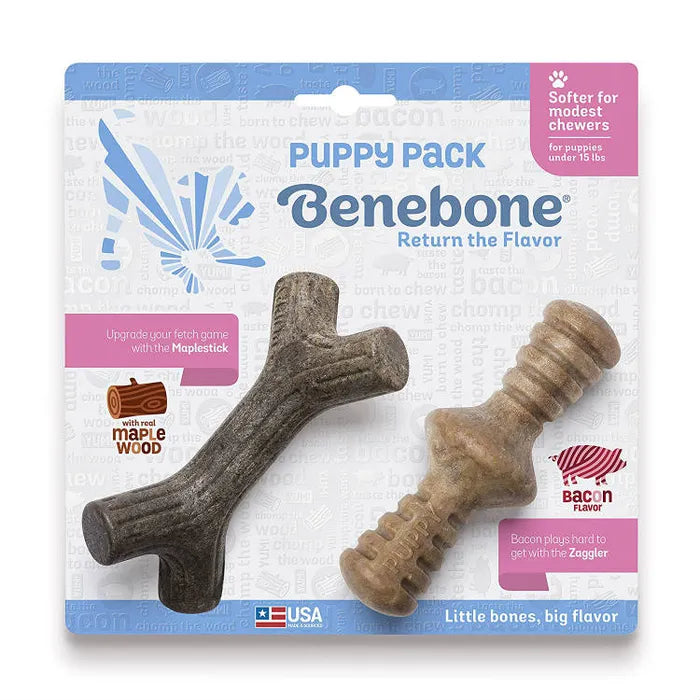 Benebone Puppy Maplestick & Zaggler Bacon Flavor (2 Pack) Dog Chew