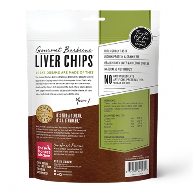 The Honest Kitchen - Gourmet Barbecue Liver Chips Chicken Liver & Cheddar Recipe Dog Treats