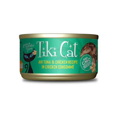 Tiki Cat Luau Ahi Tuna & Chicken Recipe in Chicken Consommé Wet Cat Food