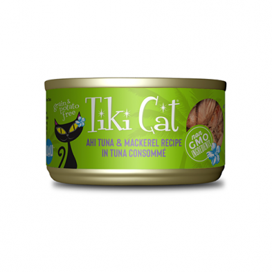 Tiki Cat Luau Ahi Tuna & Mackerel Recipe in Tuna Consommé Wet Cat Food