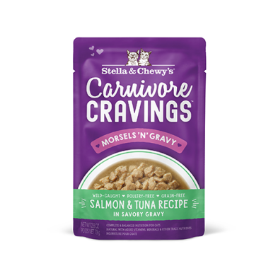 Stella & Chewy's Carnivore Cravings Morsels'N'Gravy Grain Free Wild-Caught Salmon & Tuna Recipe in Savory Gravy Wet Cat Food