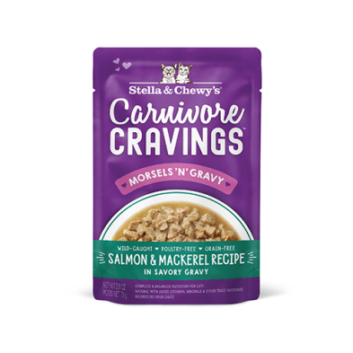 Stella & Chewy's Carnivore Cravings Morsels'N'Gravy Grain Free Wild-Caught Salmon & Mackerel Recipe in Savory Gravy Wet Cat Food