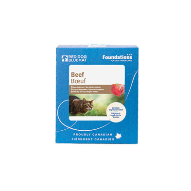 RED DOG BLUE KAT Foundations Raw Beef Recipe Frozen Cat Food 4 x 0.25 lb