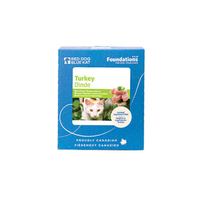 RED DOG BLUE KAT Foundations Raw Turkey Recipe Frozen Cat Food 4 x 0.25 lb