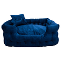 Goo-eez - Rectangular Luxury Velour Pet Bed with Accessories Royal Blue