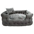 Goo-eez Rectangular Luxury Velour Pet Bed with Accessories Grey