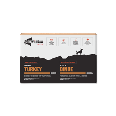 Iron Will Raw Original Turkey Frozen Dog Food 12lb