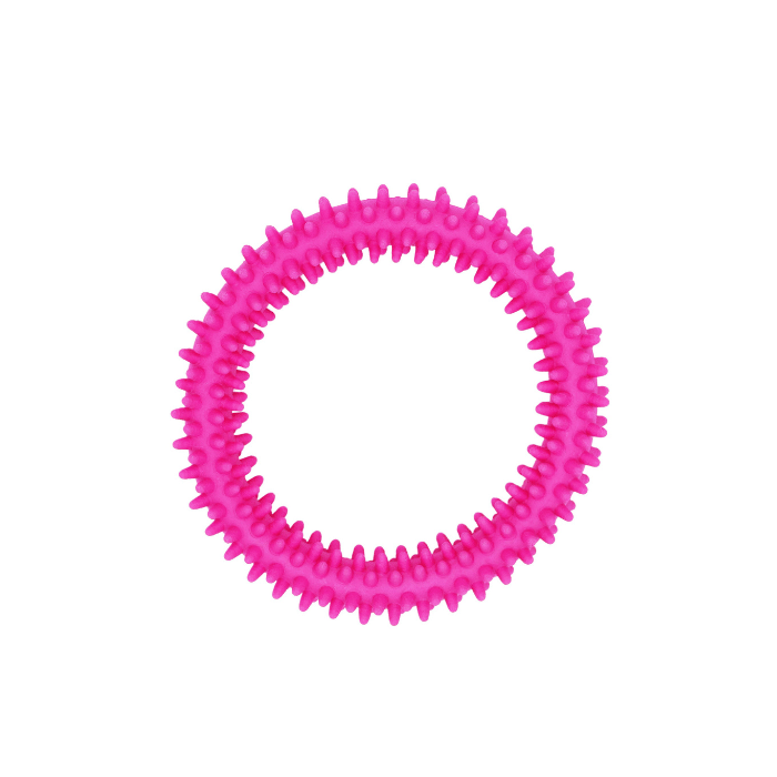 Bud'Z - Rubber Dog Toy Spiky Ring, Pink Dog
