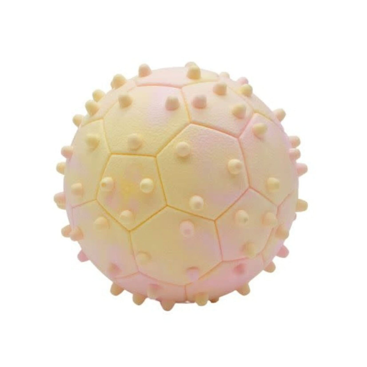 Bud'Z - Floating Rubber Dog Toy Pink And Yellow Pentagon Ball With Spike Dog
