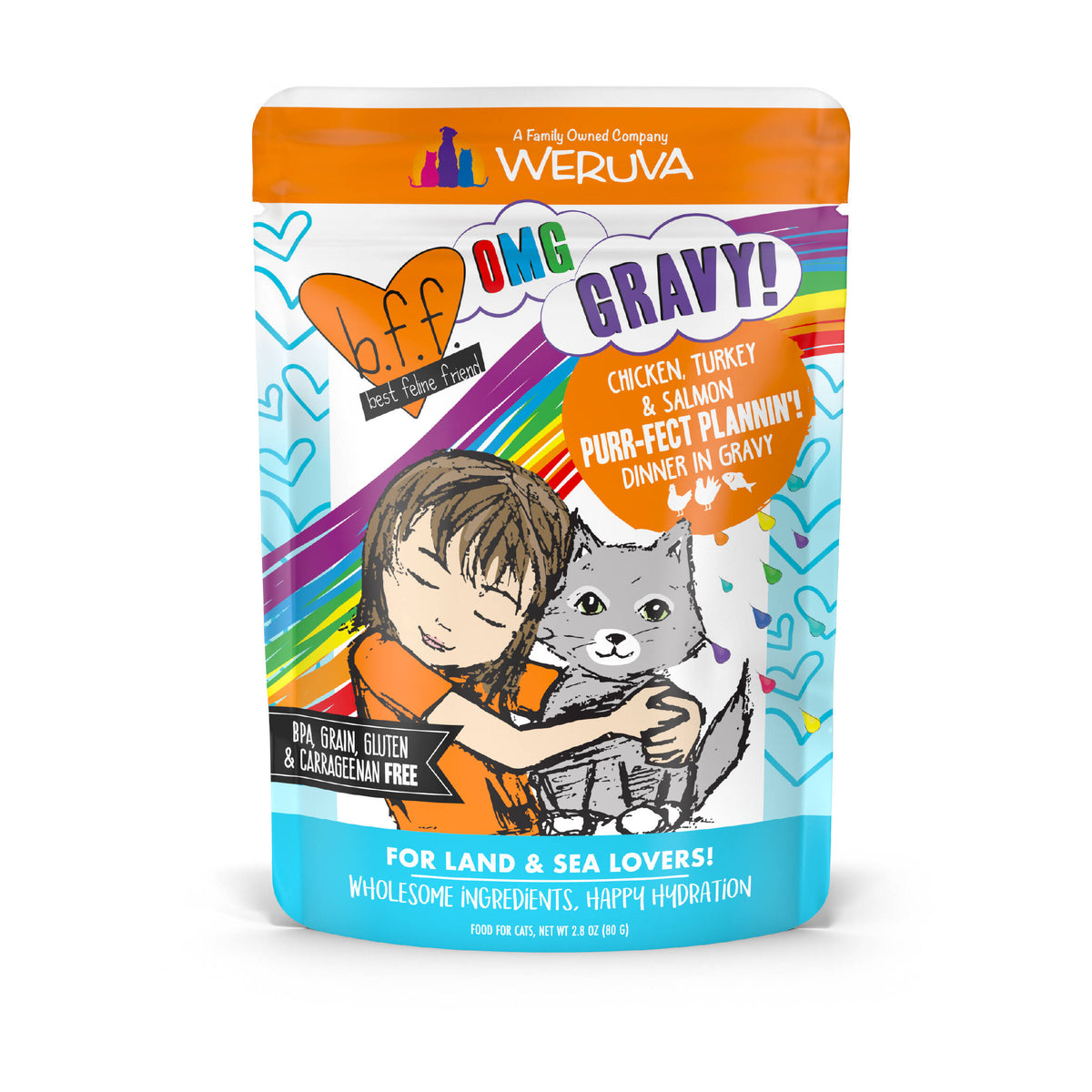 Weruva BFF OMG Gravy Chicken, Turkey, & Salmon Purr-Fect Plannin' 2.8oz Cat Pouch