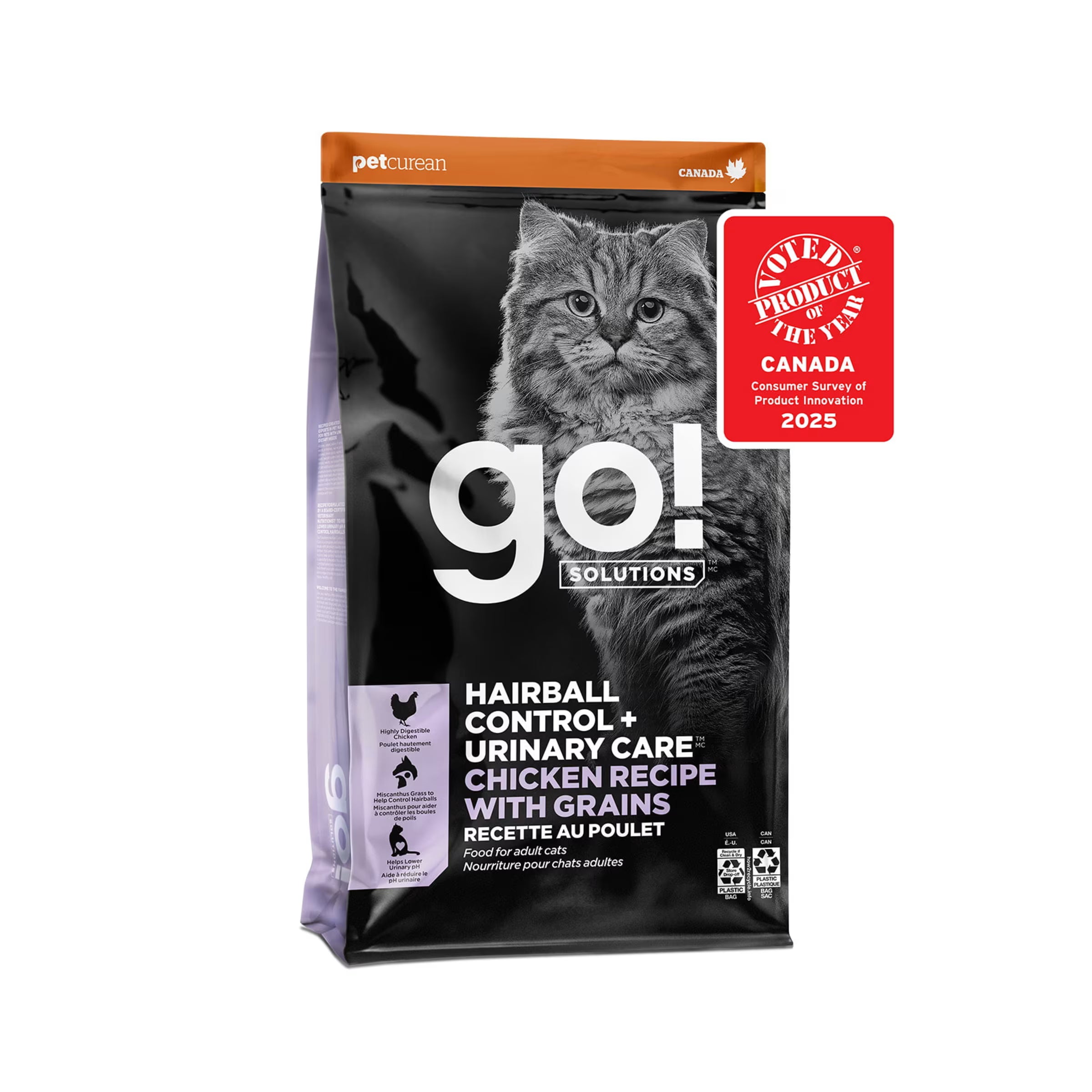 Petcurean Go! - Cat Hairball Control + Urinary Care Chicken Recipe With Grains