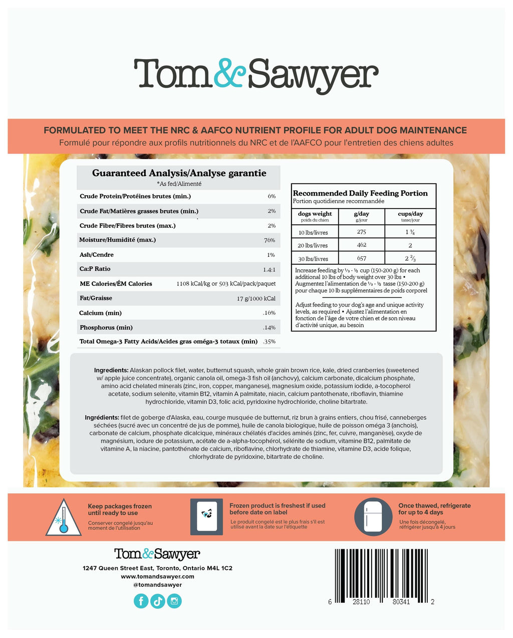 Tom&Sawyer Fisherman's Best Friend Gently - Cooked Frozen Meals for Dogs