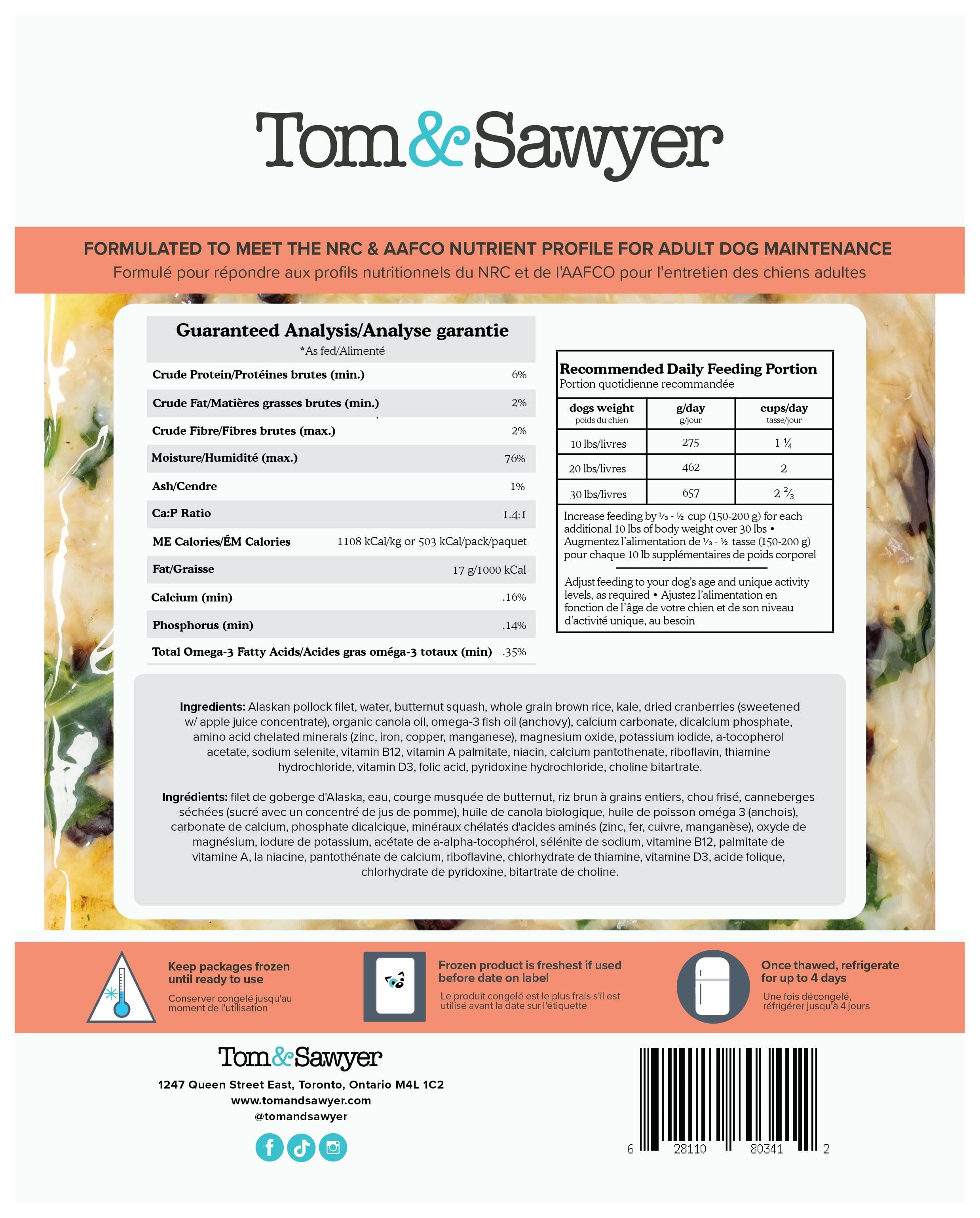 Tom&Sawyer Fisherman's Best Friend Gently - Cooked Frozen Meals for Dogs