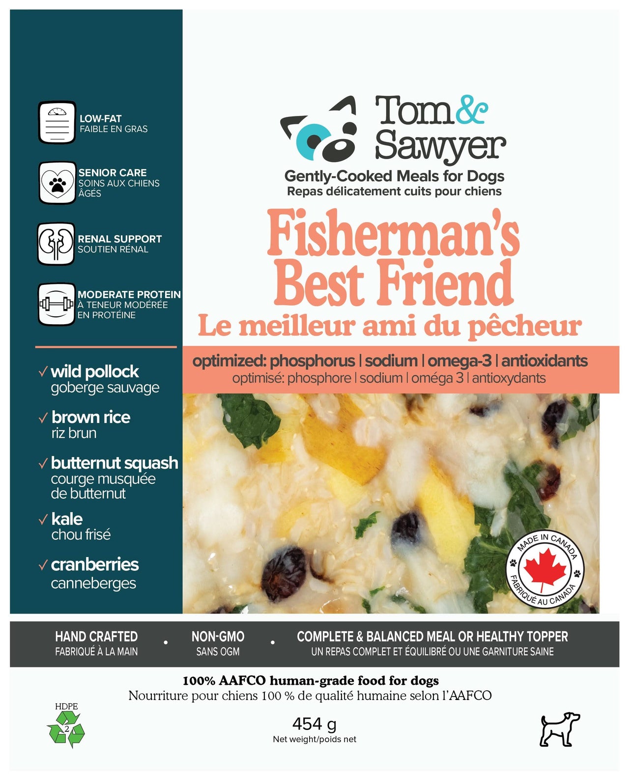 Tom&Sawyer Fisherman's Best Friend Gently - Cooked Frozen Meals for Dogs