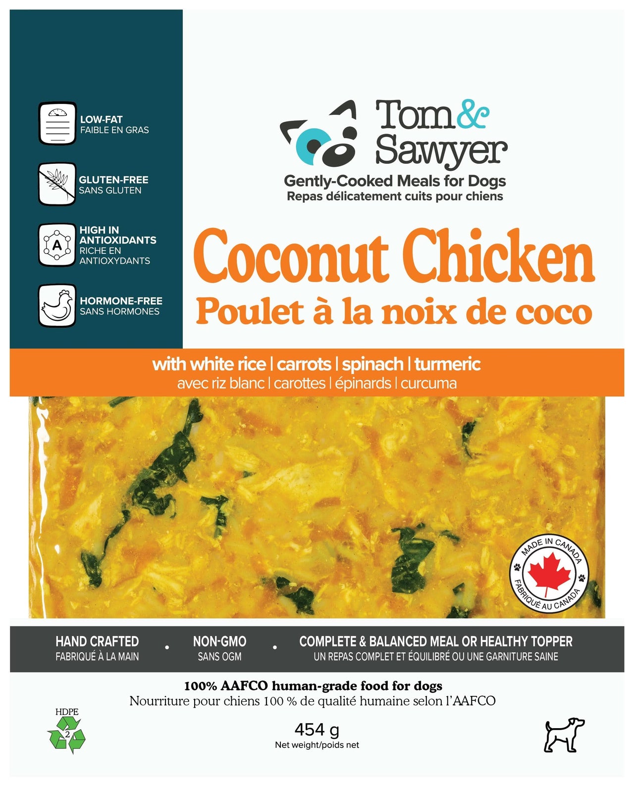 Tom&Sawyer Coconut Chicken Gently - Cooked Frozen Meals for Dogs