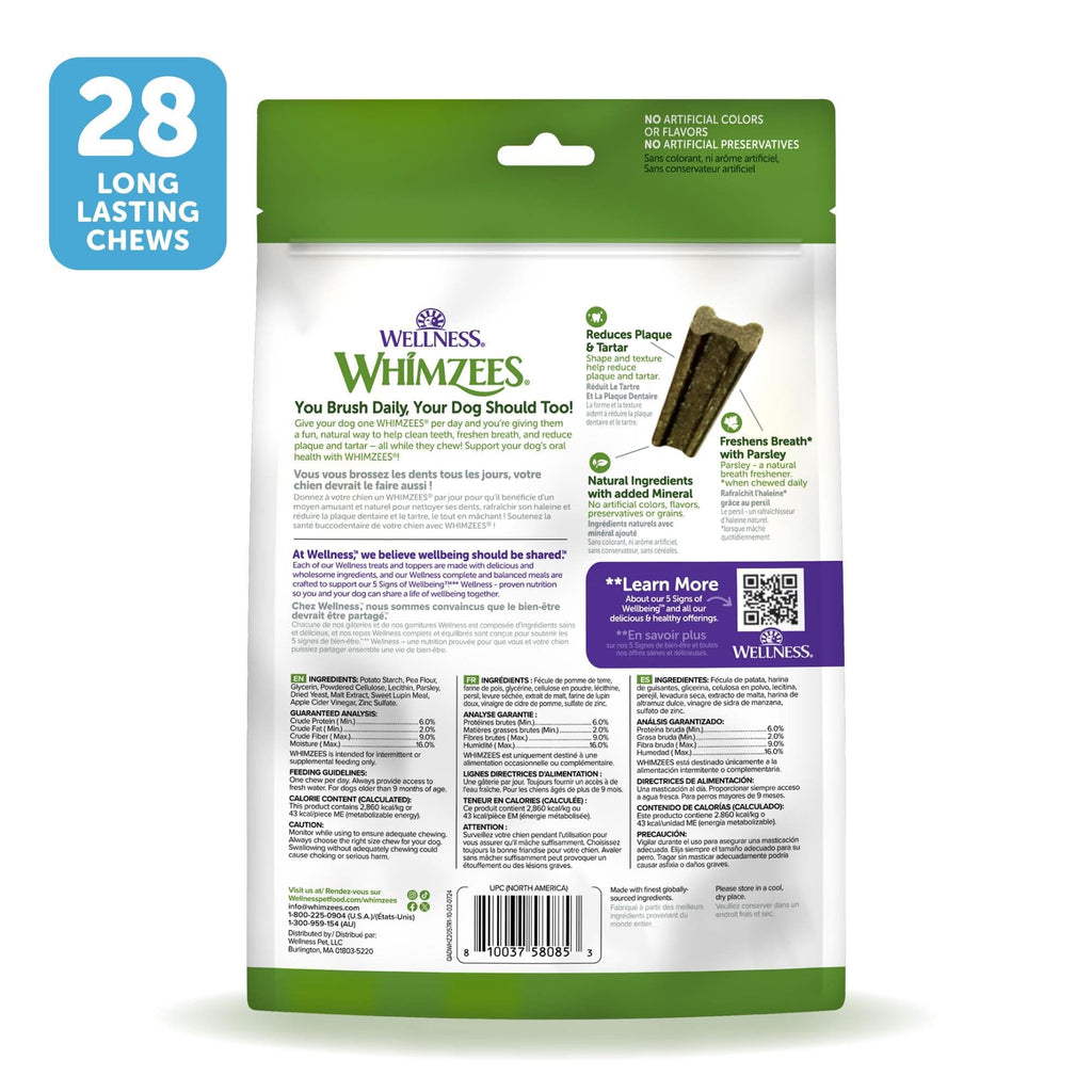 Whimzees Freshzees Fresh Breath Small Breed Natural Dental Treat for Dogs (28ct)
